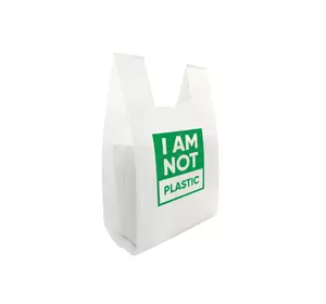 Біорозкладаний пакет майка з крохмалю "I'm not plastic" (300+80х2)х450 мм 22 мкм